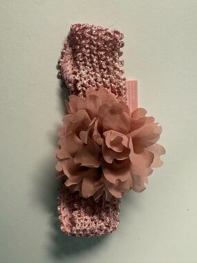 Girls' Pink Floral Crochet Headband - Soft Flower Accent